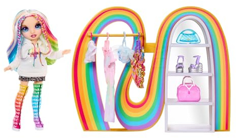 Rainbow High Amaya's Rainbow Closet Spielset - mit Exklusiver Regenbogen-Puppe, Mode, Schuhen, Handtaschen, Kleiderbügeln, Kleiderständer, Regalen, Lustiges Geschenk für Kinder ab 4