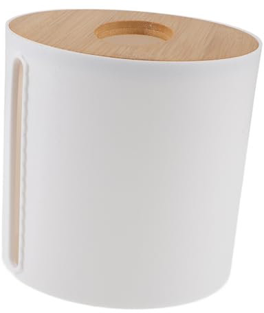 SHOWERORO Bambus-Deckel Toilettenpapierhalter Rund Für Küche Badezimmer Platzsparende Aufbewahrungsbox Mit Stabilem Boden Geeignet Für Standard Küchen Toilettenpapierrollen