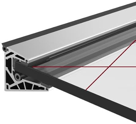 Sellon24® Aluminium Vordach 300 cm Haustürvordach Haustür Glasvordach ALU Tür Überdachung Profil für Glas 16,76-17,52 mm Glasdach Leiste Eingangsüberdachung / 3000 mm
