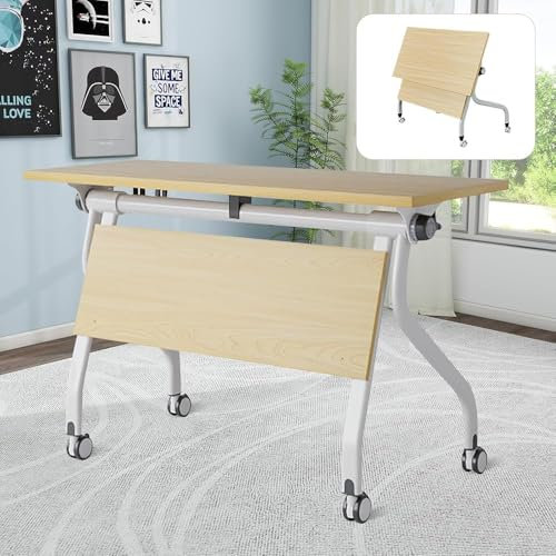 Modernes zusammenklappbares Konferenztisch-Set mit Rollen, tragbarer Besprechungstisch für Seminare und Training, rechteckiges Klapp-Design, 700 x 500 x 750 mm