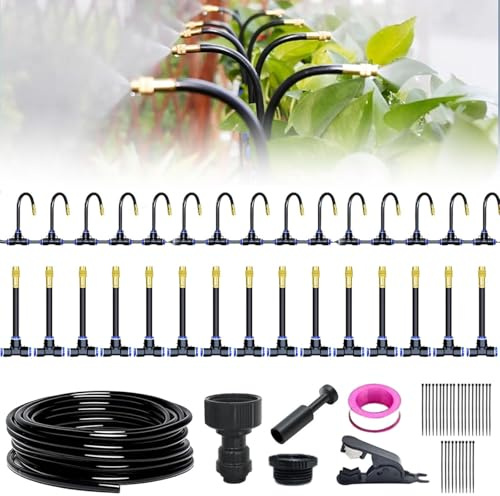 360° Sprinkleranlage Garten, Gebogen Bewässerungssystem Garten,Hochbeet Bewässerung Tropfbewässerung Gartenbewässerungssystem für Landschaft, Flower Bed und Terrasse Pflanzen (15M)
