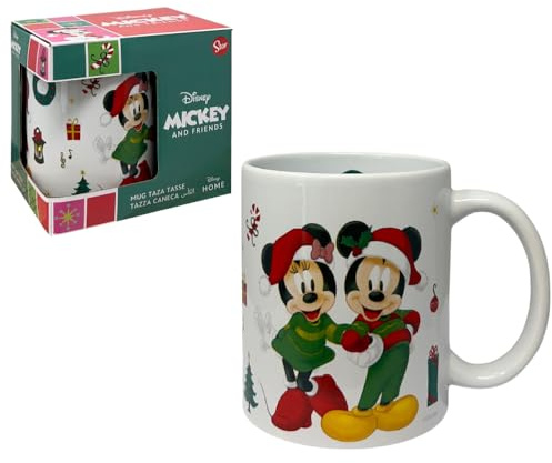 Tasse en céramique Disney Mickey et Minnie Noël modèle mug bol de petit-déjeuner 325 ml pour enfants