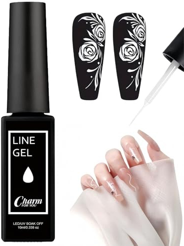 White Gel Nail Polish,French Tip Gel Polish,Soak Off UV White Nail Varnish with Thin Brush,French Manicure Nail Polish Set,G/el Nail Polish Kit for DIY Fr/ench Tips&Designs,G/el N/ail Varnish