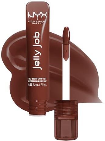 NYX Professional Makeup Jelly Job, Lucidalabbra, Finish Ultra Brillante, Applicatore a Spatola, Formula Vegana, Infuso con Peptidi, Shade: Jellybean, 8 ml