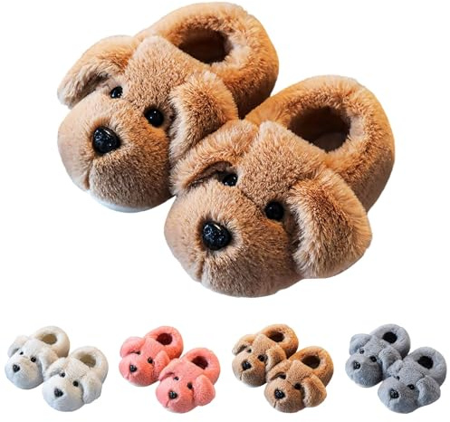 Zapatillas de Casa Niño Niña Invierno Pantuflas de Peluche y Diseño de Animales Calientes Suave y Antideslizantes