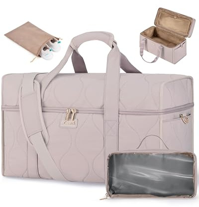 LOVEVOOK Resväska dam, vattentät weekender handbagage väska stor resa duffle väska, klinikväska födelse sjukhusväska sportväska för flygplan resor sport gym, Ljusrosa broderi, L, Resväska
