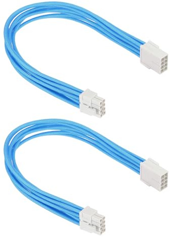 PATIKIL PCIe Cable 8 Pin Male to 8 Pin (6+2) Male 18AWG 300mm/12 Inch Long, 2Pcs GPU Power Supply PCI Express Power Adapter Cable for Graphics Card, White Blue