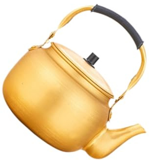 rongweiwang Stovetop Kettle Large Capacity Yellow Aluminum Boil Water Kettle Boiling Water Brewing Tea and Warming Rice Wine Thickened Aluminum Tea Pot Portable, Yellow, 15L