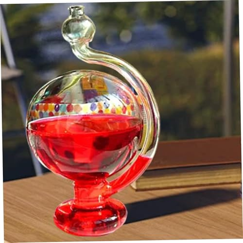 Prédicteur de météo en verre de tempête, manomètre barométrique rouge visuel, baromètres en verre portables pour la décoration bureau à domicile, prédicteur météo tempête, manomètre barométr
