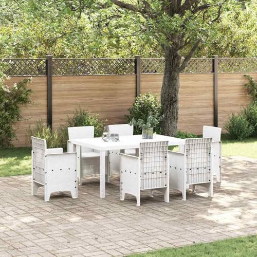 zylophax Gartentisch Weiß 150 x 100 x 73 cm Poly-Rattan wetterfest rechteckig Stabiler Outdoor Tisch Balkon Terrasse Loungetisch ideal für Garten und Terrassentisch außen