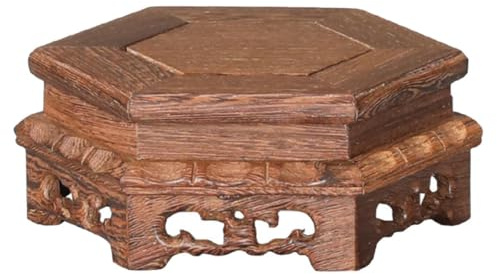 NESTINGHO Base de Madera Hexagonal para Tetera de Arcilla Púrpura, Soporte Resistente y Duradero Estilo Rústico, Adecuado para Oficina o Sala de Reuniones