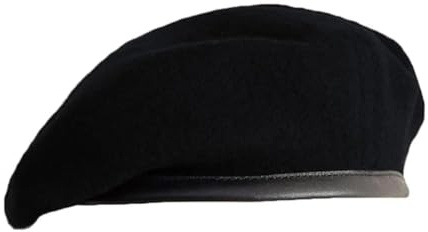 British Military Style Wool Beret for Men and Women - Leather Band Army Beret Hat, Classic Solid Color Uniform Beret for Cosplay, Daily Wear and Outdoor Activities