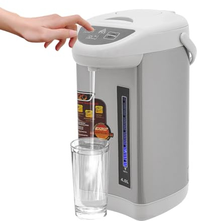 Hervidor de agua y calentador de agua 4L de acero inoxidable 304, dispensador de agua caliente eléctrico con tres modos de salida, potencia de calentamiento de 750 W, temperatura constante 90 °C