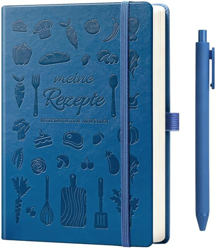 Rezeptbuch zum Selberschreiben a5,Kochbuch Selbst Schreiben (Dunkelblau) | Rezepte Buch zum Ausfüllen, Leeres Kochbuch mit Register & Inhaltsverzeichnis, DIY Kochbuch für Dich Oder als Geschenk