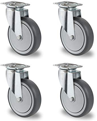 Rollensatz 4 Lenkrollen 75 mm Thermoplastisches Gummi Apparaterolle