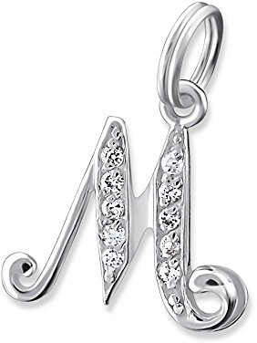 Bungsa KETTEN-ANHÄNGER BUCHSTABEN 925 Sterling Silber mit Kristallen - kleine BUCHSTABEN CHARMS für Bettel-Armband - für Damen, Kinder & Herren - A B C D E F G H I J K L M N O P R S T U V W Z