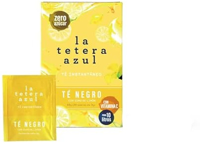 LA TETERA AZUL Te Negro Frío Sabor Limón. Infusión Fría En Polvo. Tea Tac. Caja Con 20 Sobres Prácticos Para Preparar En Cualquier Momento. Sabor Delicioso Y Refrescante En Cada Sorbo.