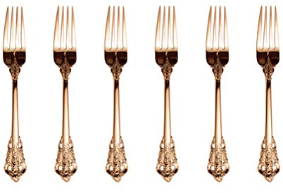 ZFQ 6-Piece 18/10 Stainless Steel Pastry Fork, Fruit Salad Fork, Medium Size 7.09 Inches, Mirror Polishing, Dishwasher Safety, Rose Gold Color