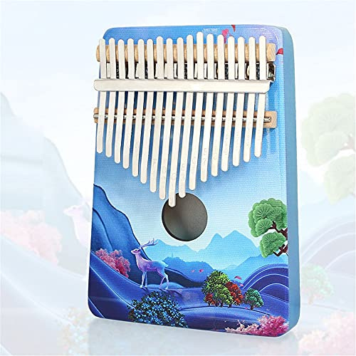 Hearda Kalimba 17 Schlüssel Daumen Klavier, Kalimba Instrument für Anfänger Kinder mit Stimmhammer,Stoffbeutel,Studienführer,3D-MalereiDaumenklavier Fingerklavier Musik Geschenk (Blauer Wald)