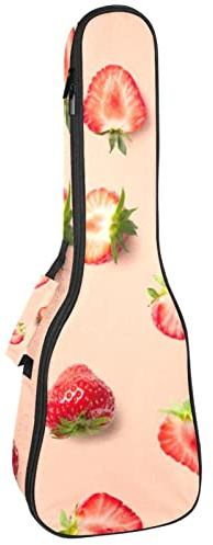 Ukulele väska vår jordgubbar ukulele fodral för Sopran Tenor konsert 23 tum 10 mm tjock mjuk vadderad justerbara remmar spelväska