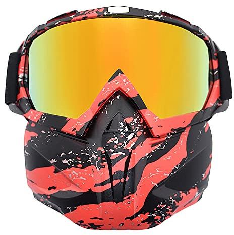 AOUTACC Masque d'airsoft, masque tactique détachable de paintball, masque de protection intégrale anti-buée pour pistolet à air comprimé/CS/tir/ski/cosplay/cyclisme/Halloween/bal masqué (rouge et