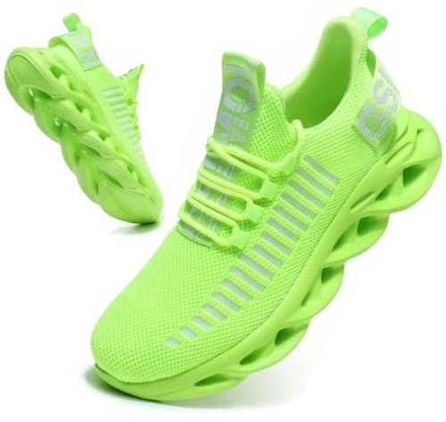 Jakcuz Womens Ultra Lightweight Walking Sneakers Fanshion Sports Running Shoes Athletic Tennis Shoes Fluorescent/Green Size 12