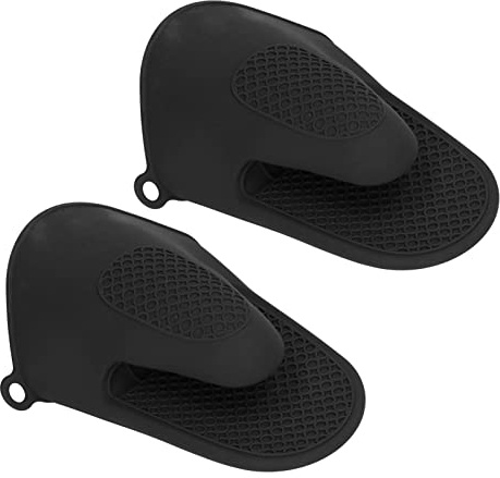 Ofenhandschuhe aus Silikon, Hitzebeständige Kochhandschuhe mit Rutschfestem Design Zum Kochen in der Mikrowelle, Backen, Grillen(Schwarz)