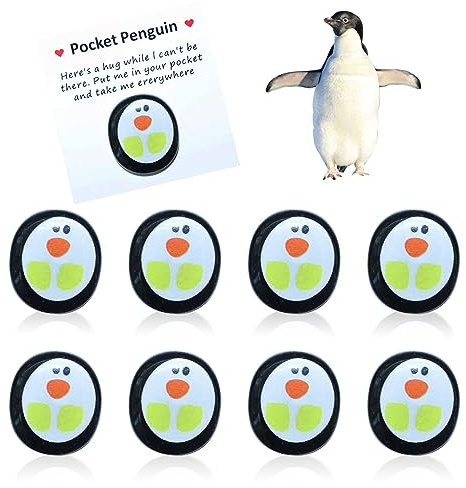 SKHAOVS 8 Pack Mini Animal Hug Gift - Pocket Penguin, Cute Glass Penguin Keepsake Ornament, Encourage Gift for Family, Friends, Lovers
