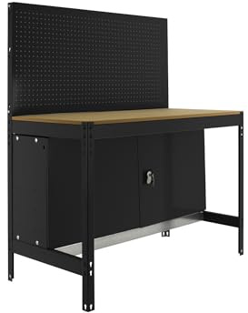 SimonRack Arbetsbänk Verkstad, Lastkapacitet 400 kg, 1445x910x610 mm, Arbetsbord, Spara verktyg, Antracit/Trä - BT2