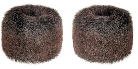 Futrzane Siberian Manschetten - Pulswärmer Damen Fell - Pelz Stulpen Armstulpen (Braun Siberian)