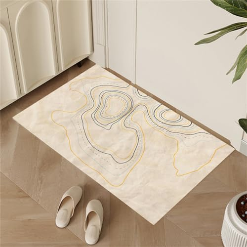 Super Absorbierende Badematte Bodenmatte 120x180cm Teppich Läufer Duschvorleger Badematte Rutschfest Fußmatten, Schnelltrocknende Badezimmerteppich Fußmatte Dusche, Badewannen Bathroom Mat Beige