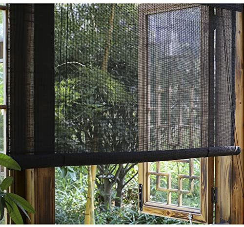 Bambusrollo, dekorative Bambusjalousien, Halb-Sichtschutz, Raumteiler, Bambusvorhang, staubdicht, Sonnenschutz, UV-Schutz, für Türen, Fenster, Balkone, Pavillon, Garten (B x H: 100 x 150 cm)