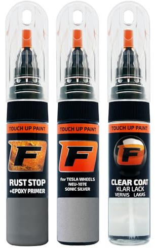 FIRANTO Lackstift Autolack Reparaturset für Tesla Sonic Silver Felgen BU0738 NEU-107E Räder 3-in-1 Autolack Kratzer Reparaturstift 15ml x 3