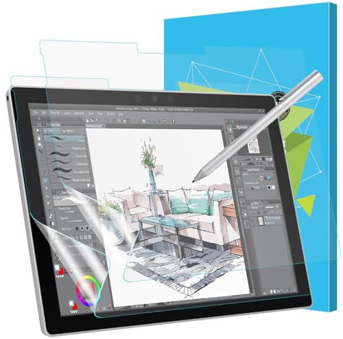 MoKo 2 Pack Matte Screen Protector for Surface Pro 7+/7/6/5/4/LTE, Clear | Anti-Reflection PET Film, Delivers Paper-Like Writing, Drawing and Sketching Experience with Surface Pen on Microsoft Tablet