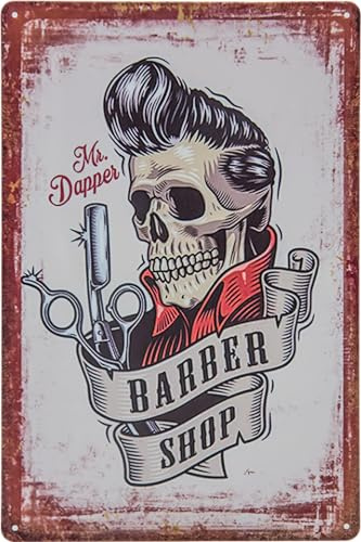 30 x 20 cm Targa in metallo retrò – Barber Shop Vintage – Targa decorativa per barbiere, barbiere, coiffeuer, parrucchiere e casa