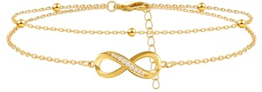 Mesovor Gold Unendlichkeit Herz Glieder Armbänder für Damen und Mädchen, 18 Karat Vergoldete, Verstellbare Mehrlagige Armbänder, Geschenke für Mama, Freunde (Unendlichkeit)