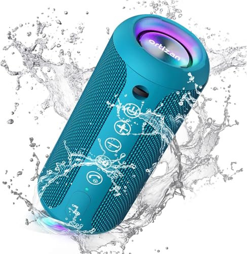 Ortizan X10 Cassa Bluetooth Portatile Cassa Altoparlante Bluetooth 5.3 Waterproof IPX7 Con Luce,Fino a 30h di Autonomia, 3 Effetti Sonori Stereo Hi-Fi Bassi, Vivavoce Microfono-Con AUX, TF(blu)