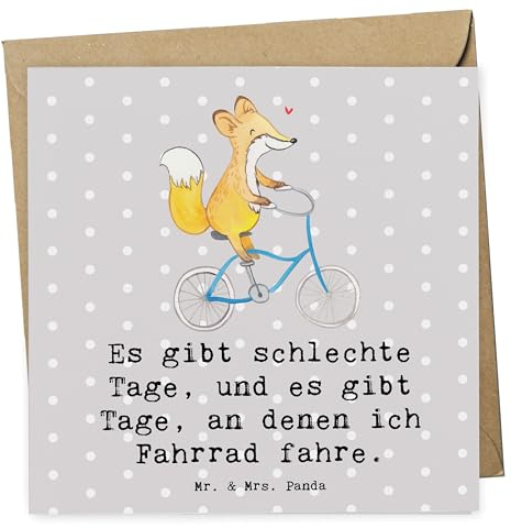 Mr. & Mrs. Panda doppelkarte Fuchs Fahrrad fahren - Geschenk, anlasskarte, Radsport, faltkarte, Klappkarte, Trekking, Glückwunschkarte, Mountainbiking, Radeln, Grußkarte