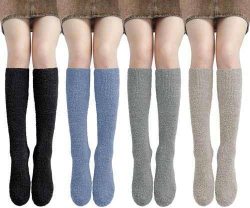 Kotashion Calze Invernali Donne Morbidi Lunghi Soffici Termiche Accoglienti Caldi Spessi Calzini Letto Comodi Dolce Natale San Valentino Regali per Donne Amiche