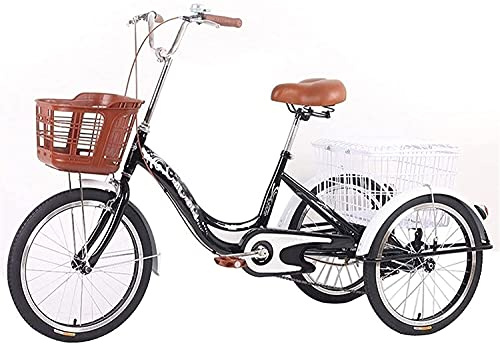 GRDDBZA Adult Tricycle - 3 Wheel Bikes for Adults Shopping Mini Tricycle Adult Single-Speed Fitness/Rehabilitation Training Function Pedal Elderly Human-Powered Bicycles with Basket for Men Women