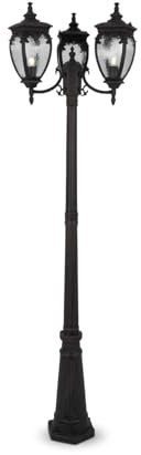 Licht-Erlebnisse Kandelaber Rustikal 239 cm hoch 3-flammig E27 in Bronze antik aus Aluminium Glas IP44 Wegeleuchte Garten Stehlampe Laterne Garten