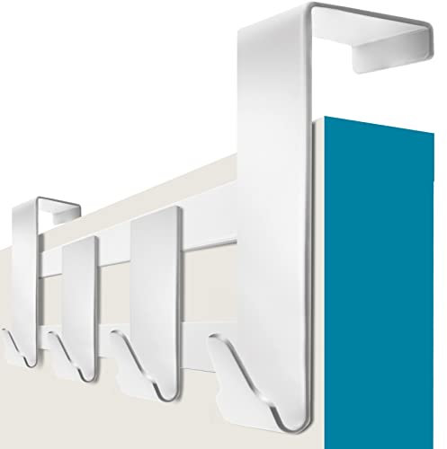 4smile Perchero para puerta blanco - barra de percha puerta blanca para colgar con almohadillas antideslizantes y de fieltro – colgador entrada