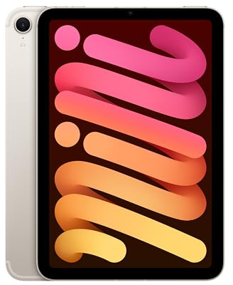 Apple iPad Mini (A17 Pro): Pantalla Liquid Retina de 8,3 Pulgadas, 128 GB, Wi Fi 6E, Redes 5G, cámaras Frontal y Trasera de 12 Mpx, Touch ID, autonomía para un día Entero – Blanco Estrella