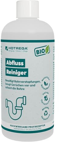 HOTREGA BIO Abflussreiniger Konzentrat 500ml | Flüssiger Rohrreiniger gegen Verstopfungen in Küche, Dusche & Toilette | Entfernt Haare und Gerüche