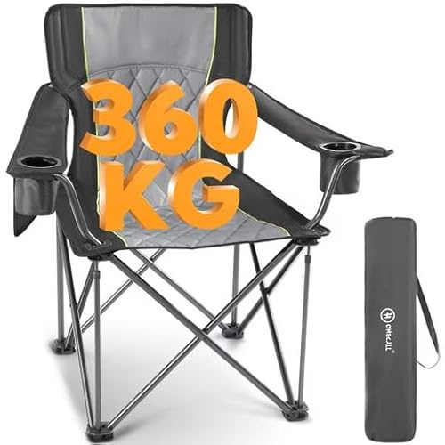 Homecall Campingstuhle Faltbar Bis 360 KG Ultragroß Caming Stuhl mit hoher Rückenlehne, Komplett Gepolstert, Robust und Zuverlässig klappstuhl Camping für Outdoor, Balkon, Garten, Angeln, XXL | Ultragroßer robuster Klappstuhl für Outdoor, Garten, Balkon und Angeln, stabil & platzsparend zusammenklappbar