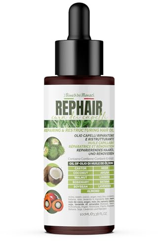 Olio Capelli Rosmarino Rephair 100 ml – Con Batana, Soia e Lavanda – Stimola Crescita e Idratazione Profonda, Contrasta la Caduta, Nutre e Rinforza 100% Made in Italy