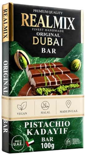 REALMIX Dubai Schokolade direkt aus Dubai UAE | echte Dubai Schokolade mit Pistazien und Kunafa Füllung (100 grammes, Milchschokolade)