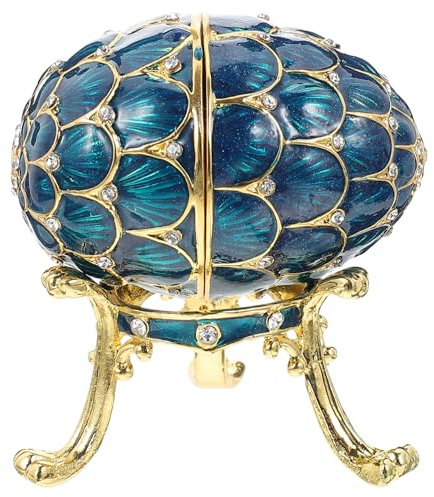 minkissy Egg Trinket Box Jewelry Holder Rhinestone Decor for Dressing Table Office Desk Use