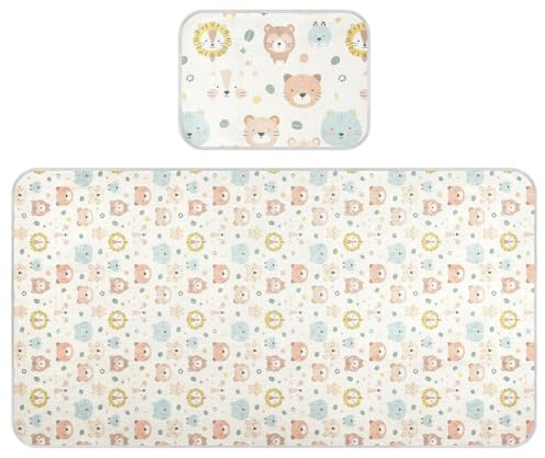 Kühlende Baby-Matratzenauflage mit niedlichen Tiergesichtern, 71,1 x 132,1 cm, ultraweiche Matratzenauflage für Babys und Kleinkinder