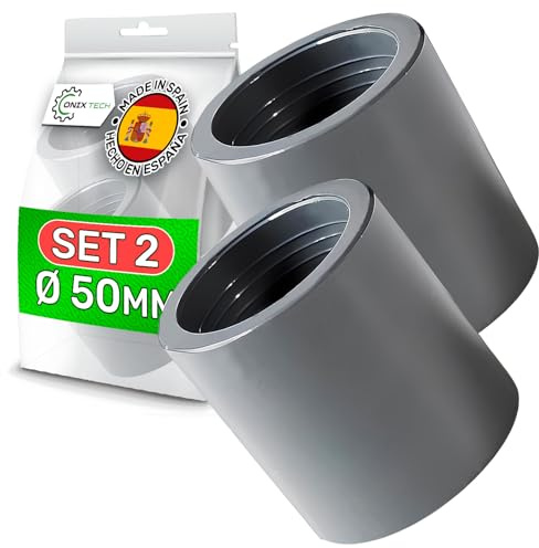 2 Rohrverbinder Muffe PVC Ø50mm für Druckrohr mit Muffe zu Muffe Verbindung | MADE IN SPAIN - Garantie 5 Jahre - ONIX TECH